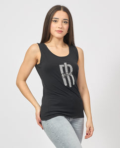 LOGO Sleeveless Black Top