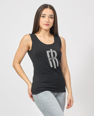 LOGO Sleeveless Black Top