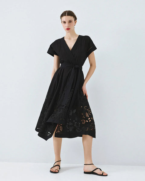 CLARISSE Black Broderie Dress