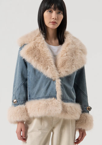 BIKER Fur Denim Jacket