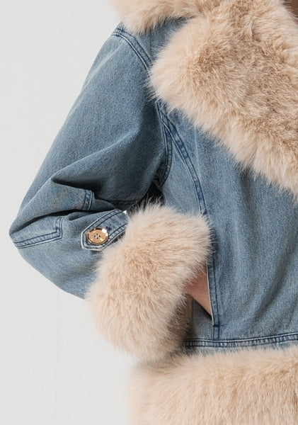BIKER Fur Denim Jacket