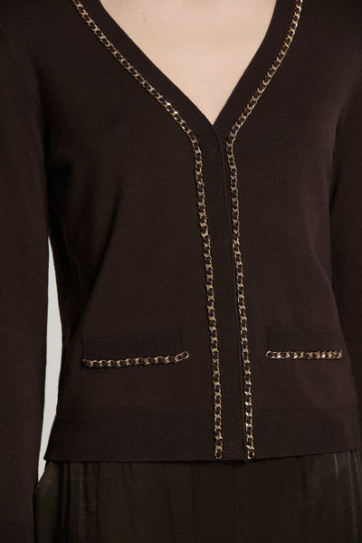 CHAINS Brown Cardigan
