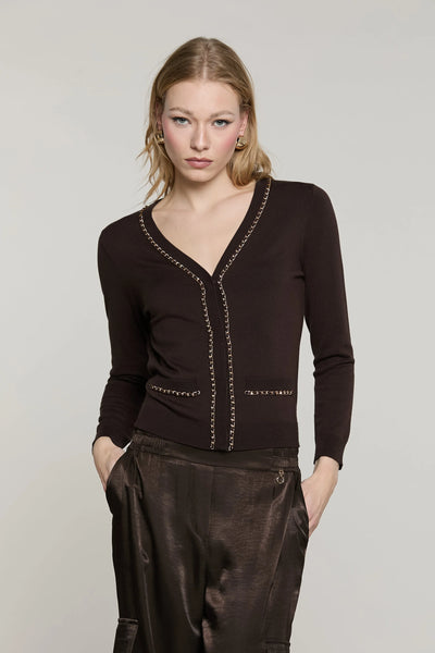 CHAINS Brown Cardigan