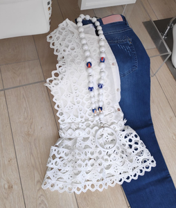 Broderie Button Up Top