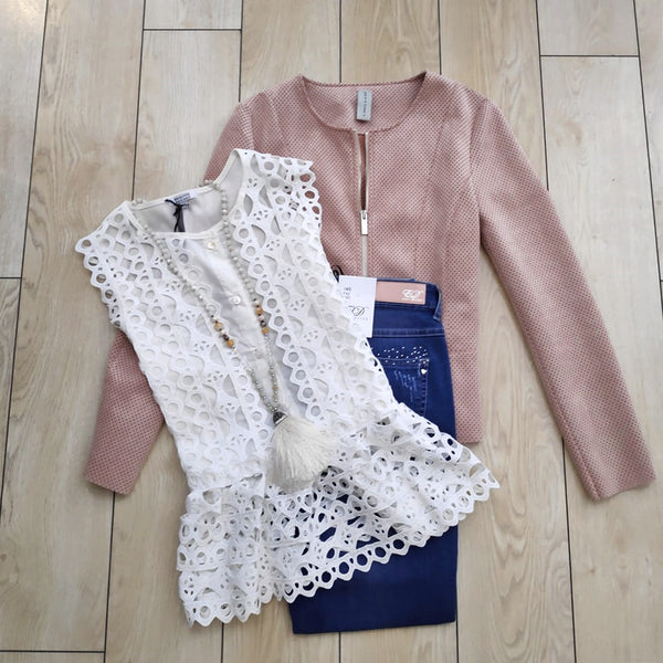 Broderie Button Up Top